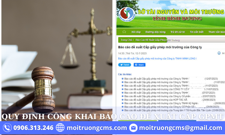quy dinh cong khai bao cao de xuat cap giay phep moi truong