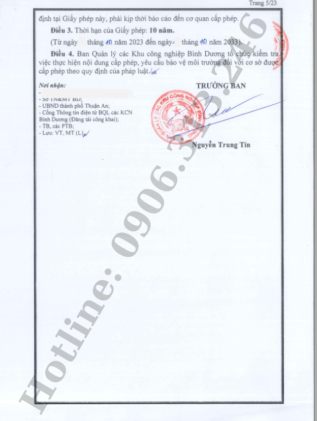 Hoàn thành giấy phép môi trường cho nhà máy sản xuất bao bì đóng gói tại khu công nghiệp ở Thuận An Bình Dương