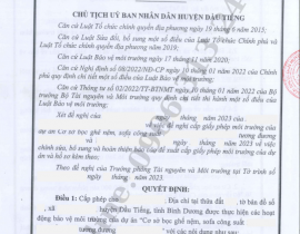 Hoàn thành giấy phép môi trường cho cơ sở bọc ghế nệm sofa tại huyện dầu Tiếng tỉnh Bình Dương